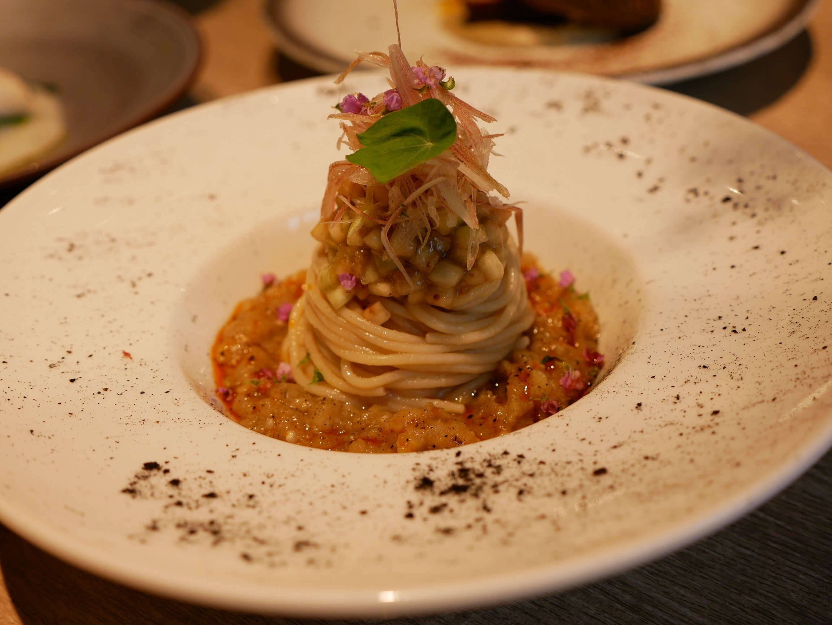 京都西村農園のナスの冷製パスタ